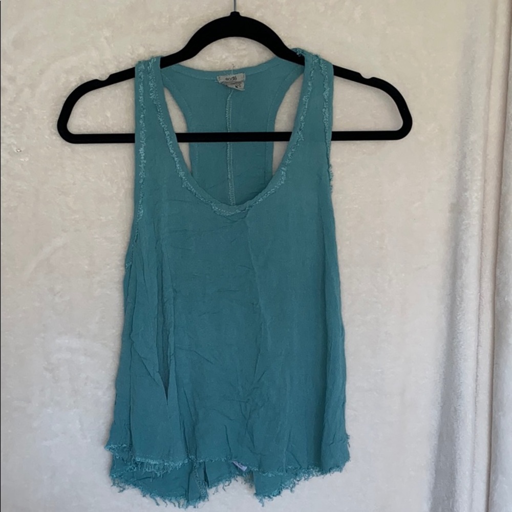 Ecote Raw Edge Teal Tank Top